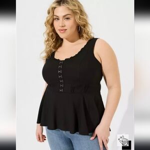 Torrid Babydoll Challis Corset Sleeveless Top Black 2XL
